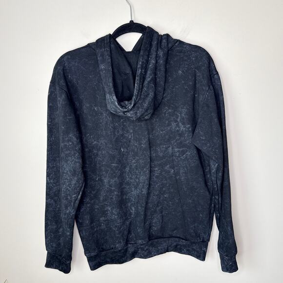 Nirvana Unisex Pullover Hoodie Sweatshirt Yellow Smiley Black Acid Wash SZ Small - Picture 6 of 7